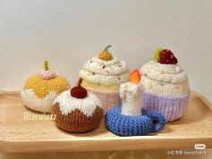 crochet pattern candle, coffee cupcake, donut,