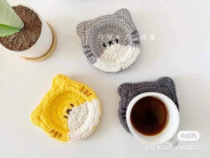 crochet pattern cat cup base