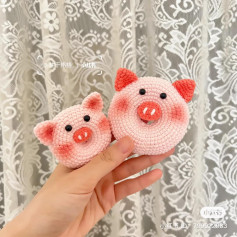 crochet pattern donut, pink pig.