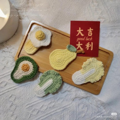 crochet pattern egg hairpin, pear hairpin, avocado hairpin, cabbage hairpin