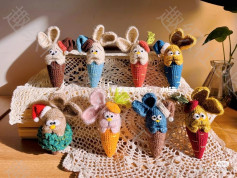 crochet pattern ice cream rabbit cup.