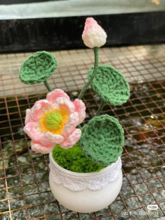 crochet pattern lotus pot.