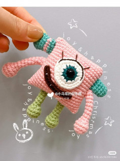 crochet pattern monster square, pink.