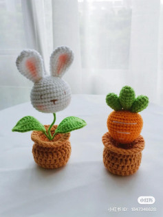 crochet pattern rabbit flower plant