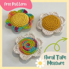 Crochet pattern with six-petal yellow stamens flower.