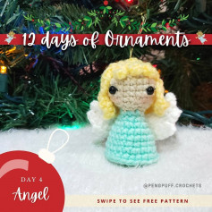 free crochet pattern angel with blonde hair.