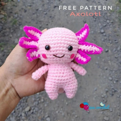 free crochet pattern axolotl, pink fin