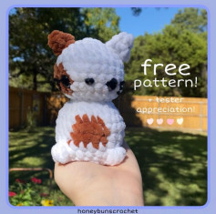 free crochet pattern brown-spotted white cat