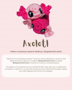 free crochet pattern mini axolotl