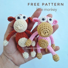 free crochet pattern monkey, white eyes.