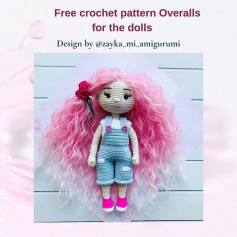free crochet pattern pink hair doll with red bow