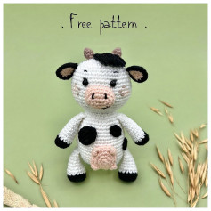 free crochet pattern white cow, black spots