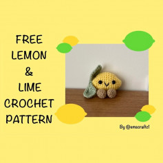 free crochet pattern yellow lemon, green leaves
