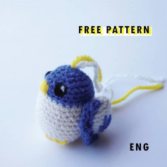 Free pattern blue head bird, white body, yellow bill.