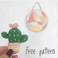 free pattern potted blue cactus
