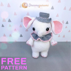 Free pattern white elephant with yellow ears
