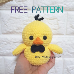 free pattern yellow duck wearing black bow