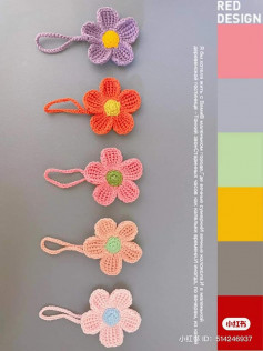 Hairpin crochet pattern with purple flowers, orange flowers, yellow flowers, roses, light roses.