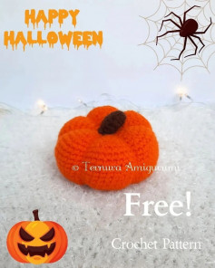 Halloween pumpkin crochet pattern with brown stalks