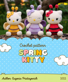 Kitty crochet pattern with whiskers and wings like a bee.