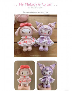 my melody and kuromi crochet pattern