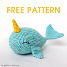 One-horned whale crochet pattern (Narwhal)