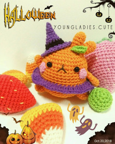 Orange rabbit crochet pattern with magic hat.