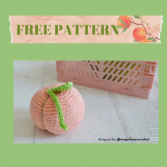 Peach crochet pattern, blue stem