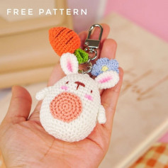Pink belly bunny keychain.
