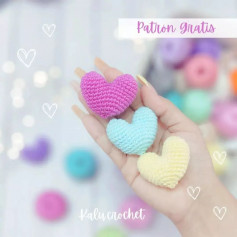 Pink, blue, yellow heart crochet pattern