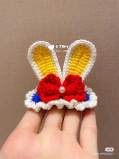 Rabbit ear hairpin, watermelon, carrot, rainbow rattan, Bear face crochet pattern