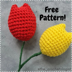 Red and yellow tulip crochet pattern.