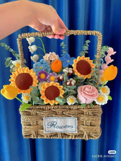 sun flower basket crochet pattern