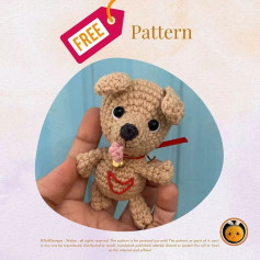Superhero dog crochet pattern, wearing rattles