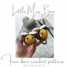 White winged bee crochet pattern with black stripes.
