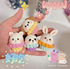 animal cake, cupcake cat, bear, rabbit, dog crochet pattern