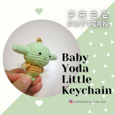baby yoda little keychain free crochet pattern