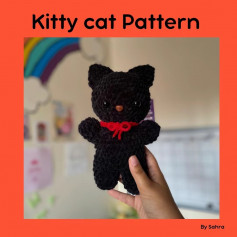 black kitty cat red neck bow crochet pattern