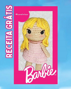 blonde baby girl doll, wearing pink dress, barbie crochet pattern