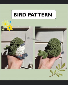 blue bird, white belly, gray legs free crochet pattern