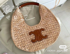 brown handbag, decorated with crochet pattern