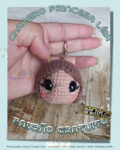 crochet pattern brown hair doll head keychain