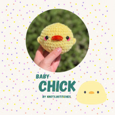 free crochet pattern baby chick yellow, beak red.