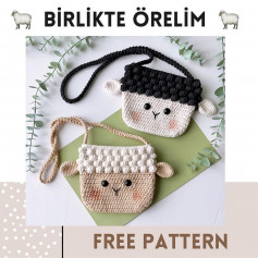 free crochet pattern bag sheep, black hair, hair