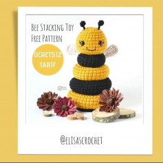 free crochet pattern bee tiered toy.