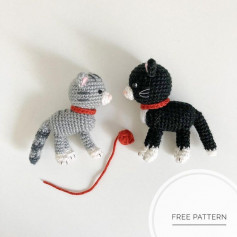 free crochet pattern black cat and gray cat