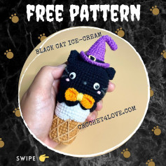 free crochet pattern black cat ice cream