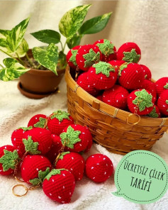 free crochet pattern blue-stemmed strawberries