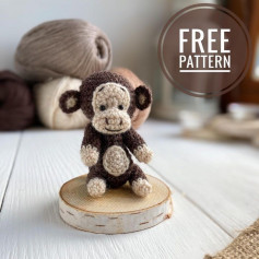 free crochet pattern brown monkey, white face, white belly, white legs.