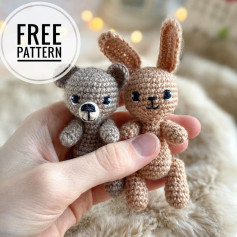 free crochet pattern brown rabbit, grizzly bear.